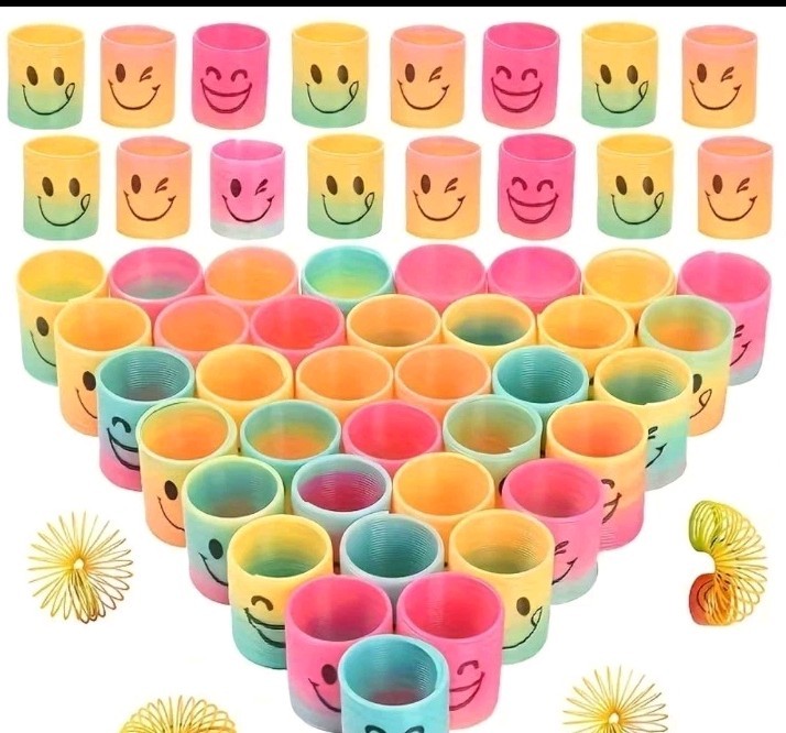 Rainbow Mini Spring Toys Durable, Colorful Spiral Party Favors for Birthdays X6 