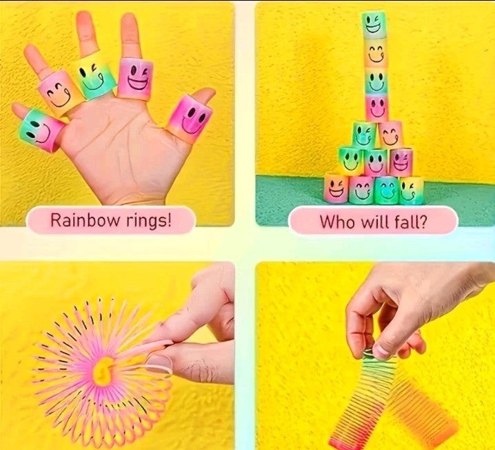 Rainbow Mini Spring Toys Durable, Colorful Spiral Party Favors for Birthdays X6 