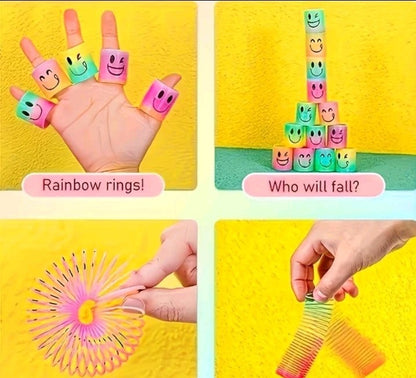 Rainbow Mini Spring Toys Durable, Colorful Spiral Party Favors for Birthdays X6 