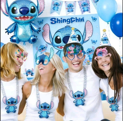 12pcs Disney Lilo & Stitch Paper Glasses Photo Booth Props Birthday Party Favors