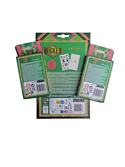 Official Wicked Movie Theme Nails & Tattoo 3-Piece Bundle Set