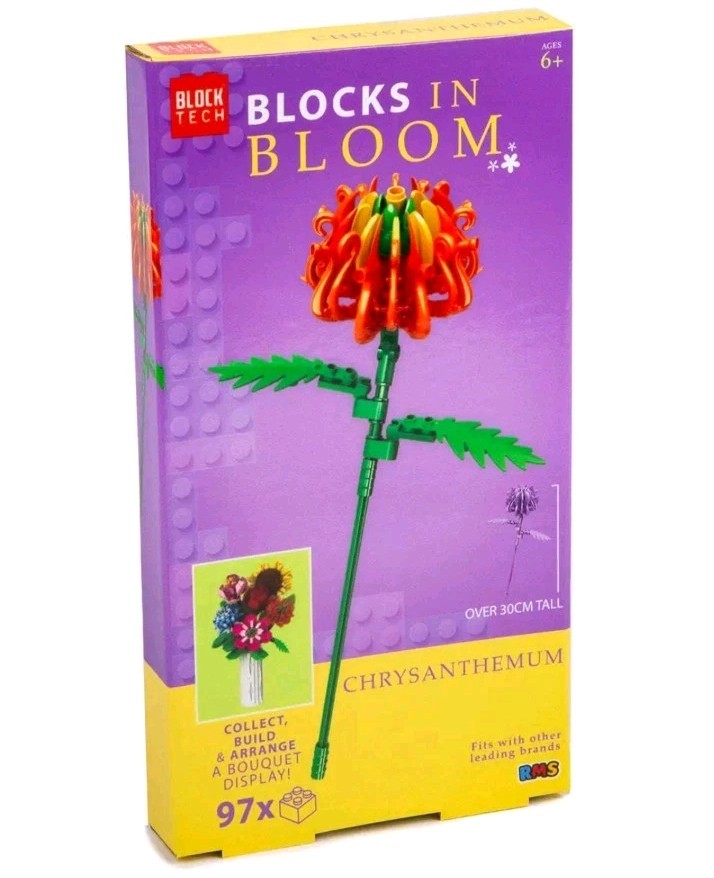 Blocks In Bloom Chrysanthemum Orange Flower DIY Block Tech Build Kit 6+