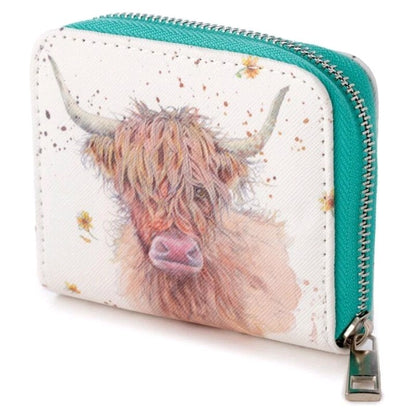 Highland Coo Cow Zip Around Small Ladies Wallet Coin Purse By Jan Pashley