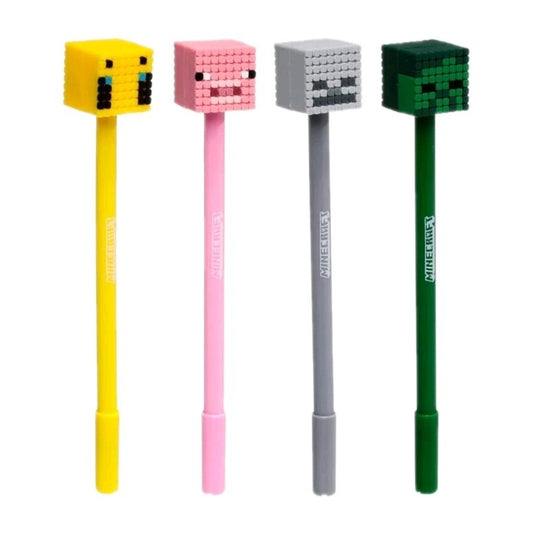Set of 4 Official Minecraft Fine Tip Pens with Silicone Toppers