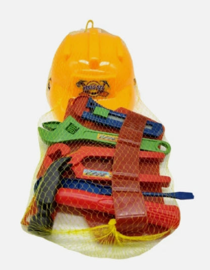 Kids Children's Builder Toy Set: Hard Hat, Tool Belt & 5 Tools