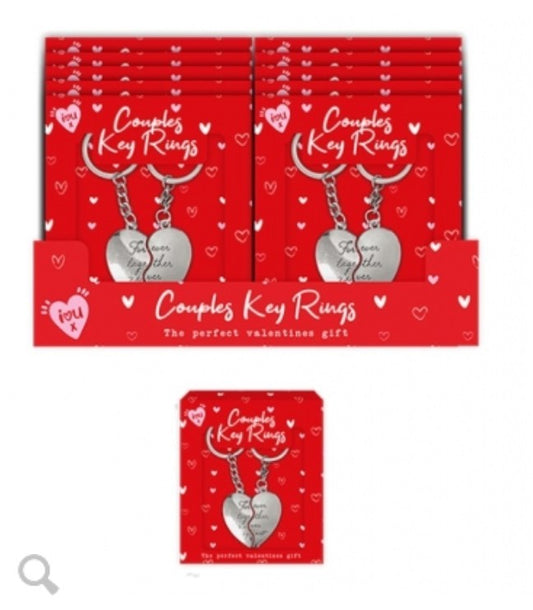 Couples Heart Keyrings Set Valentines Day Gift 'Forever Together Never Apart'