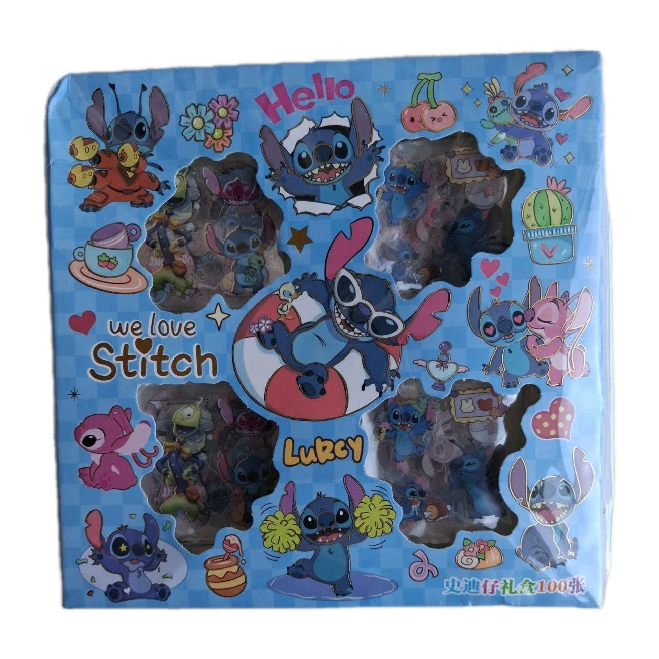 100pcs Cute Disney Lilo & Stitch Cartoon Sticker Gift Box Set DIY Vinyl Decals
