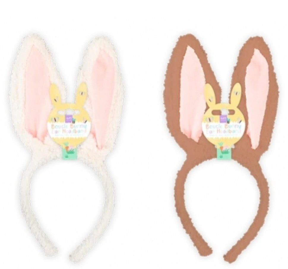 Meri Meri Boucle Bunny Ears Headbands Set (White & Brown) - EASTER BUNNY EARS