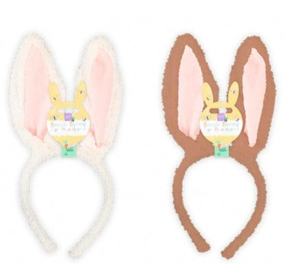 Meri Meri Boucle Bunny Ears Headbands Set (White & Brown) - EASTER BUNNY EARS