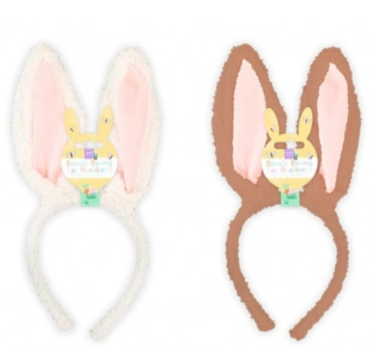 Meri Meri Boucle Bunny Ears Headbands Set (White & Brown) - EASTER BUNNY EARS