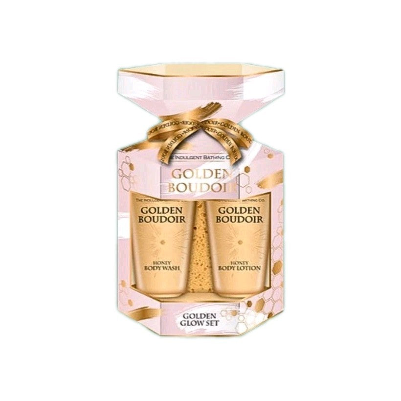 X1 Golden Boudoir Sweet Honey Glow Set - Body Wash 50ml, Lotion 50ml + Puff