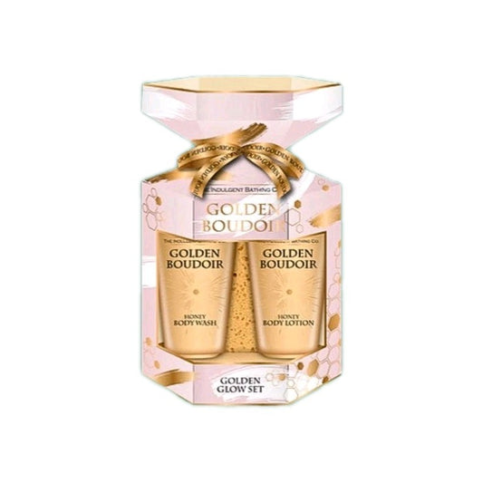 X1 Golden Boudoir Sweet Honey Glow Set - Body Wash 50ml, Lotion 50ml + Puff