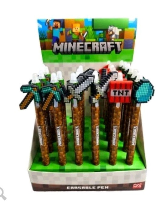 MINECRAFT SILICON ERASER PEN - BIRTHDAY PARTY GIFTS - Stocking Fillers 