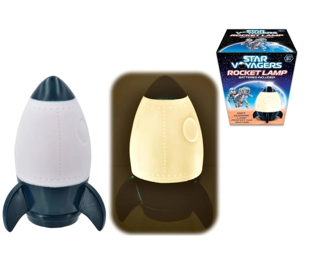 Star Voyagers Rocket Lamp – Kids Space Themed LED Night Light – Battery Operated