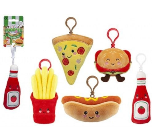 Adorable Softlings Fast Food Foodies Plush Backpack Key Clips (Assorted Designs)