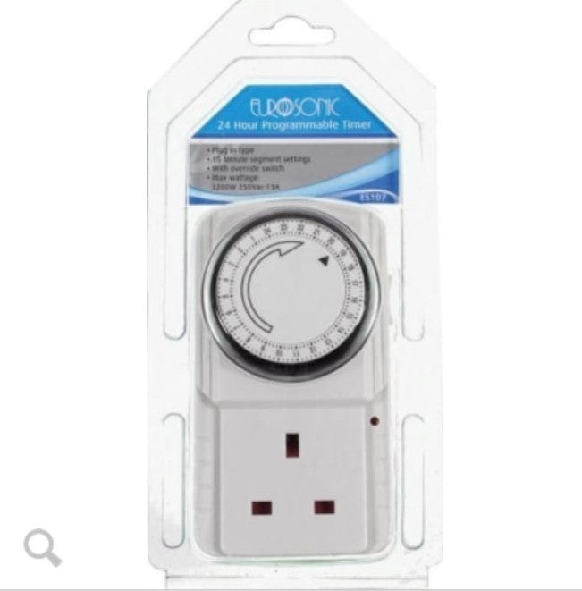 EUROSONIC - PIFCO 24HR MAINS PLUG-IN TIMER SWITCH - TIMED SOCKET  - UK 3PIN PLUG