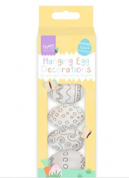 PAINT YOU OWN EASTER HANGING EGGS - CRAFT DECORATIONS 5PK