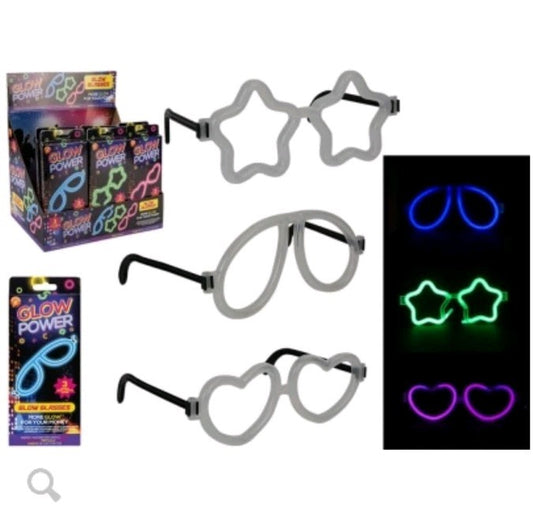Glow in the Dark Neon Glasses X3 Pairs - Light Up - Party - Dress Up Accessory 
