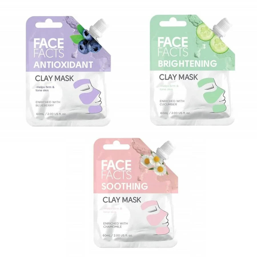 Face Facts Clay Mask 60ml | Vegan | Antioxidant Soothing Brightening Mud Mask
