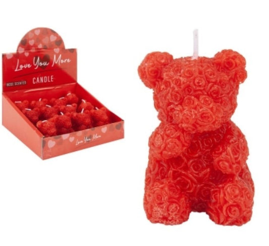 VALENTINE'S DAY ROSE SCENTED BEAR CANDLE 6.6CM