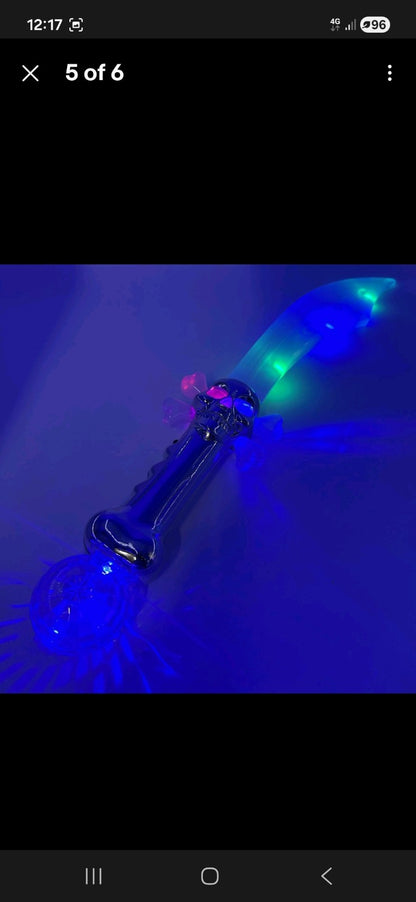 Light Up Pirate Cutlass Sword - Flashing LED Skull & Crossbones 