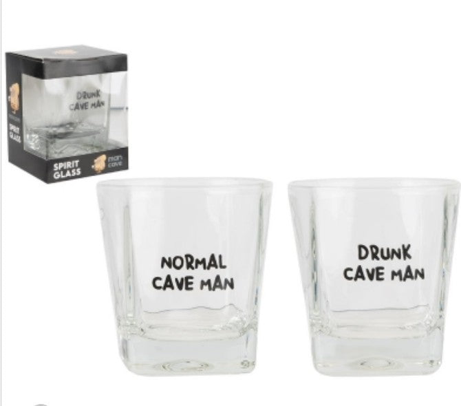 Normal Cave Man Whisky Glass & Drunk Cave Man Whisky Glass - Drinking Glass