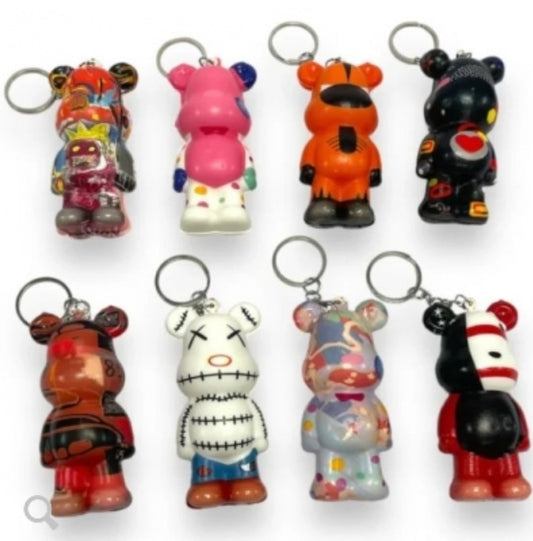 Set of 4 Slow Rise Street Bear Key Ring - Assorted Design