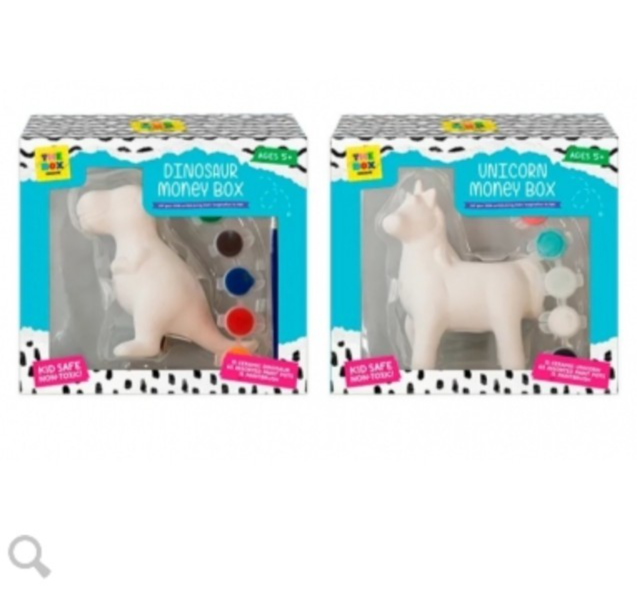 New Craft Time Paint Your Own Dinosaur & Unicorn Money Boxs