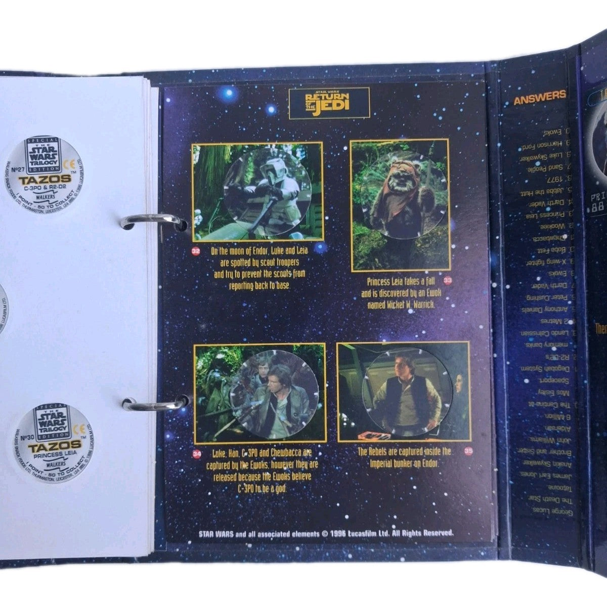 1996 Star Wars Trilogy Tazo Collectors Force Pack Walkers Complete Set Leia Card