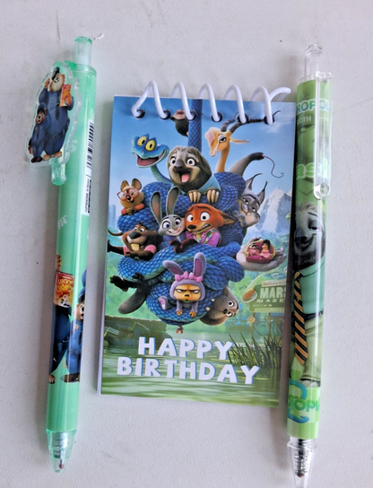 Zootopia 2 Mini "Happy Birthday" Notepad & Pen Stationery Sets –Choose Your Set!