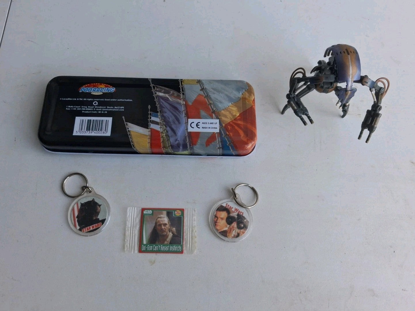 Vintage 1998 Star Wars Episode I Anakin Metal Pencil Case, Toy, Key Rings Bundle