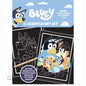 Bluey Scratch Art  - Kids Art Activity Set - Two Pictures And a Scratching tool