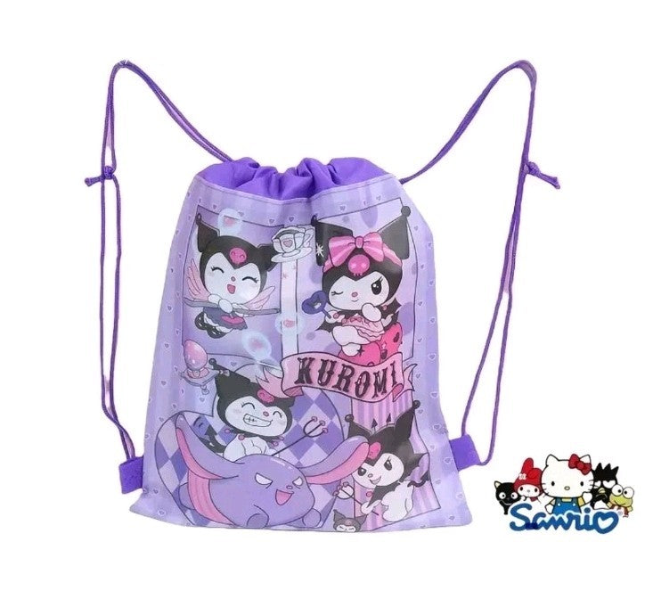 NEW KUROMI DRAWSTRING BAG GYM / SCHOOL / PE / TRAINER SHOE ~ PURPLE DRAW STRING