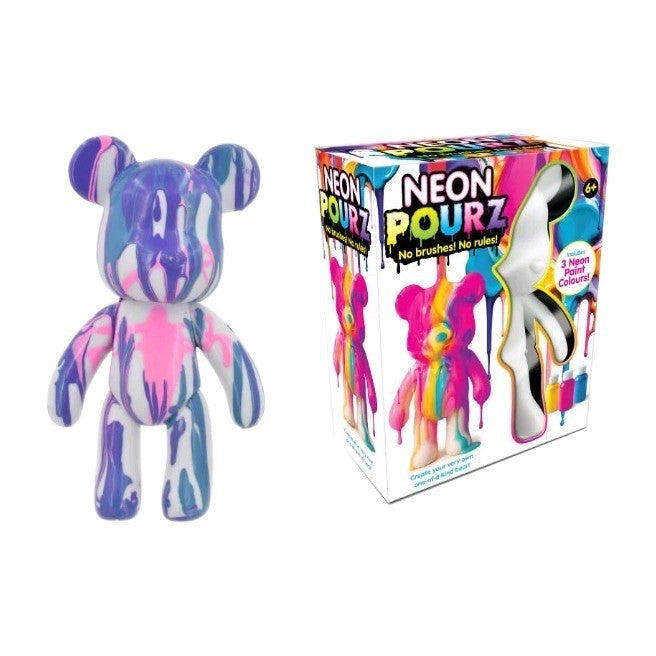 Design Paint Your Own Neon Pourz Bear Creative Marble Pouring Kit Neon Edition