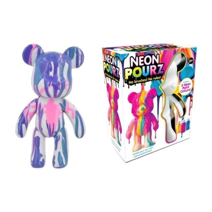 Design Paint Your Own Neon Pourz Bear Creative Marble Pouring Kit Neon Edition