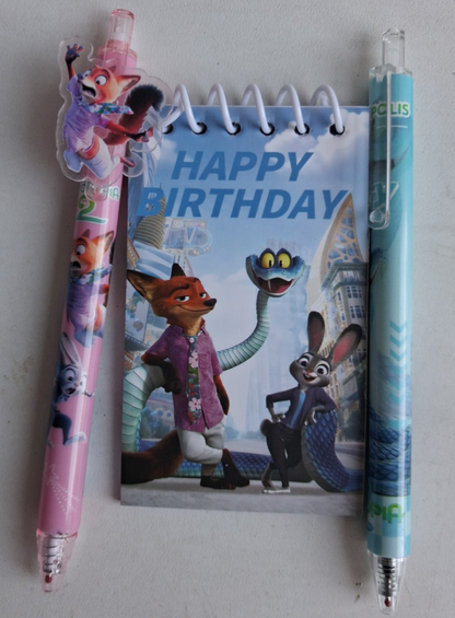 Zootopia 2 Mini "Happy Birthday" Notepad & Pen Stationery Sets –Choose Your Set!
