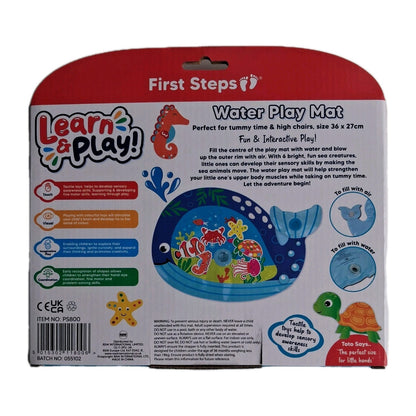 First Steps Baby Water Play Mat - Learn & Play - Tummy Time - 3m+ Whale Design 