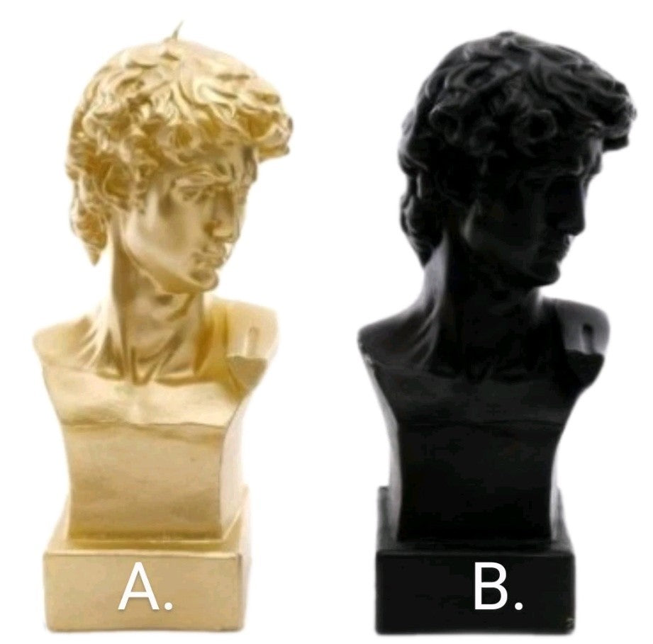 David Head Black Or Gold Wax Unscented Candle W/ Base Art Collectable 10X23X8CM
