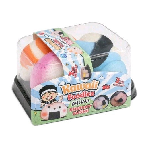 SQUISHY SUSHI 3 Pack Kawaii Foodies Fidget Toy Stress Relief Sensory Play 