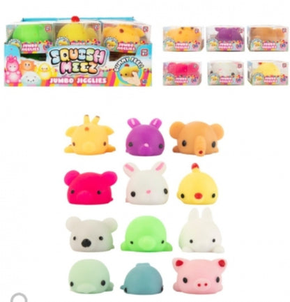 X1 Squish Meez Jumbo Jigglies - Kawaii Animal Mochi Squishy Stress Relief Toy