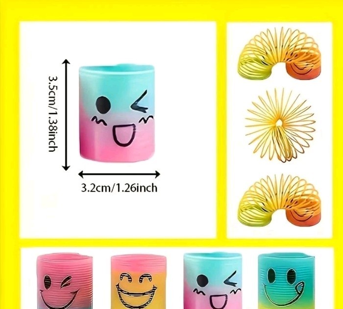 Rainbow Mini Spring Toys Durable, Colorful Spiral Party Favors for Birthdays X6 
