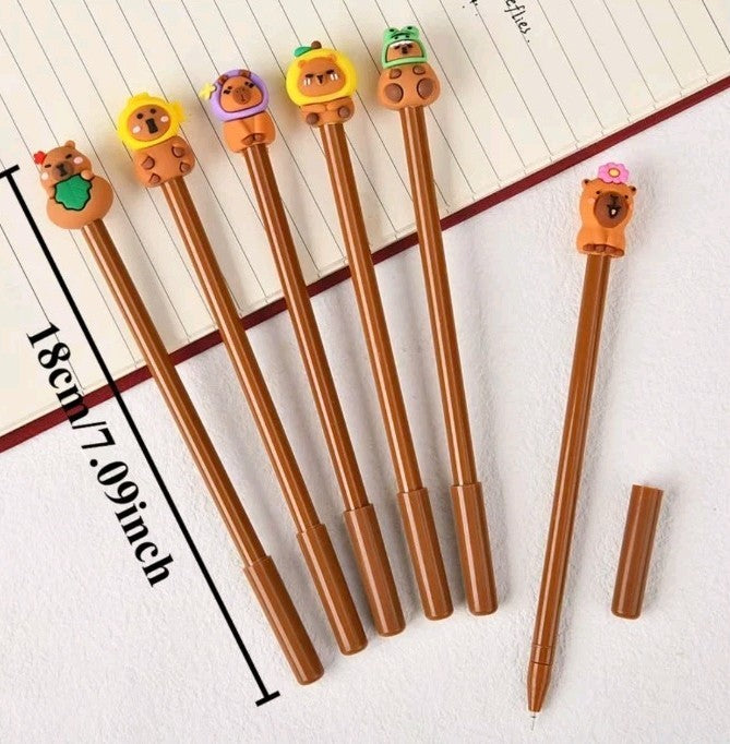 X8 Capybara Design Erasable Retractable Pens with Cartoon for Students & office 