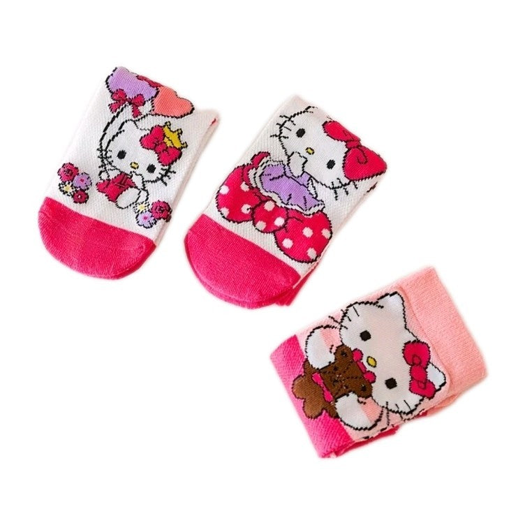Cute Hello Kitty High Calf Party Socks for Girls 3-Pair Gift Set