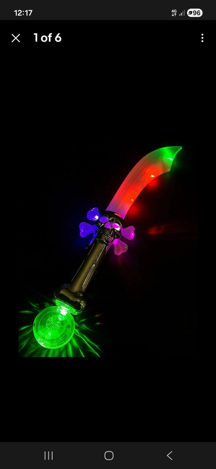 Light Up Pirate Cutlass Sword - Flashing LED Skull & Crossbones 