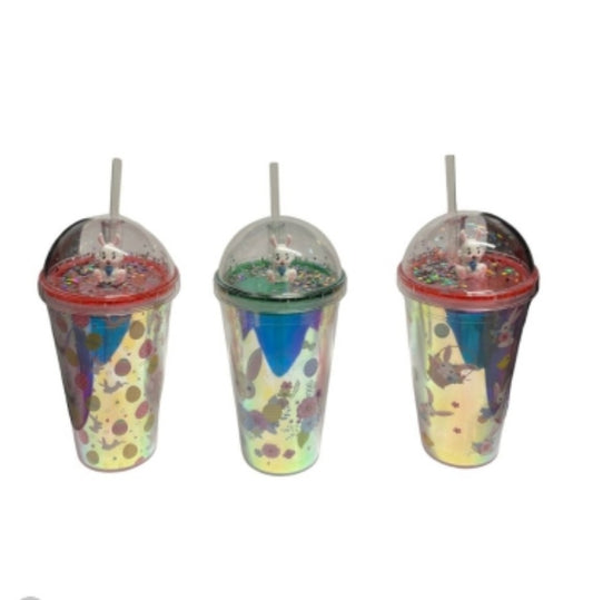 DELUXE EASTER - Kids Drinks Tumbler Cup with Dome Lid & Straw - Fun - Reusable