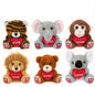 Love You More WILD ANIMALS - Teddy Soft Toys - W/  Heart & Sparkle Eyes 
