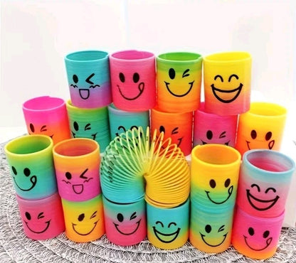 Rainbow Mini Spring Toys Durable, Colorful Spiral Party Favors for Birthdays X6 