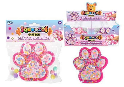 X1 Squeezos Glitter Cat Paw Squishy - Soft Sensory Fidget Toy - 180gm