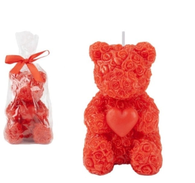 VALENTINE'S DAY SCENTED ROSE BEAR CANDLE IN BAG 10.5CM