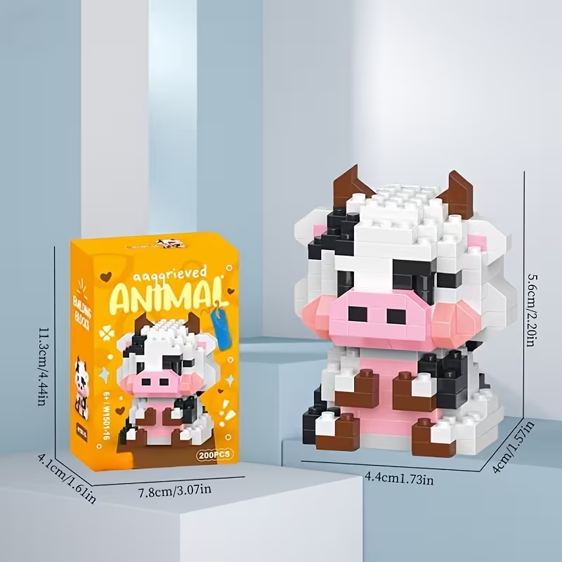 12-Piece Cute Mini Animal Building Blocks Set - Complete 3D Micro Bricks Collect
